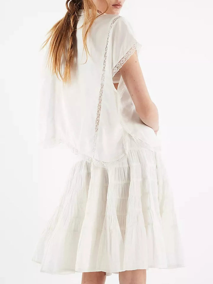 Tiered ruffle mini skirt with drawstring waist
