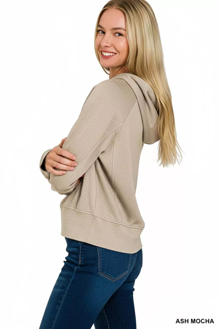 Drawstring scuba pullover hoodie with raglan sleeves