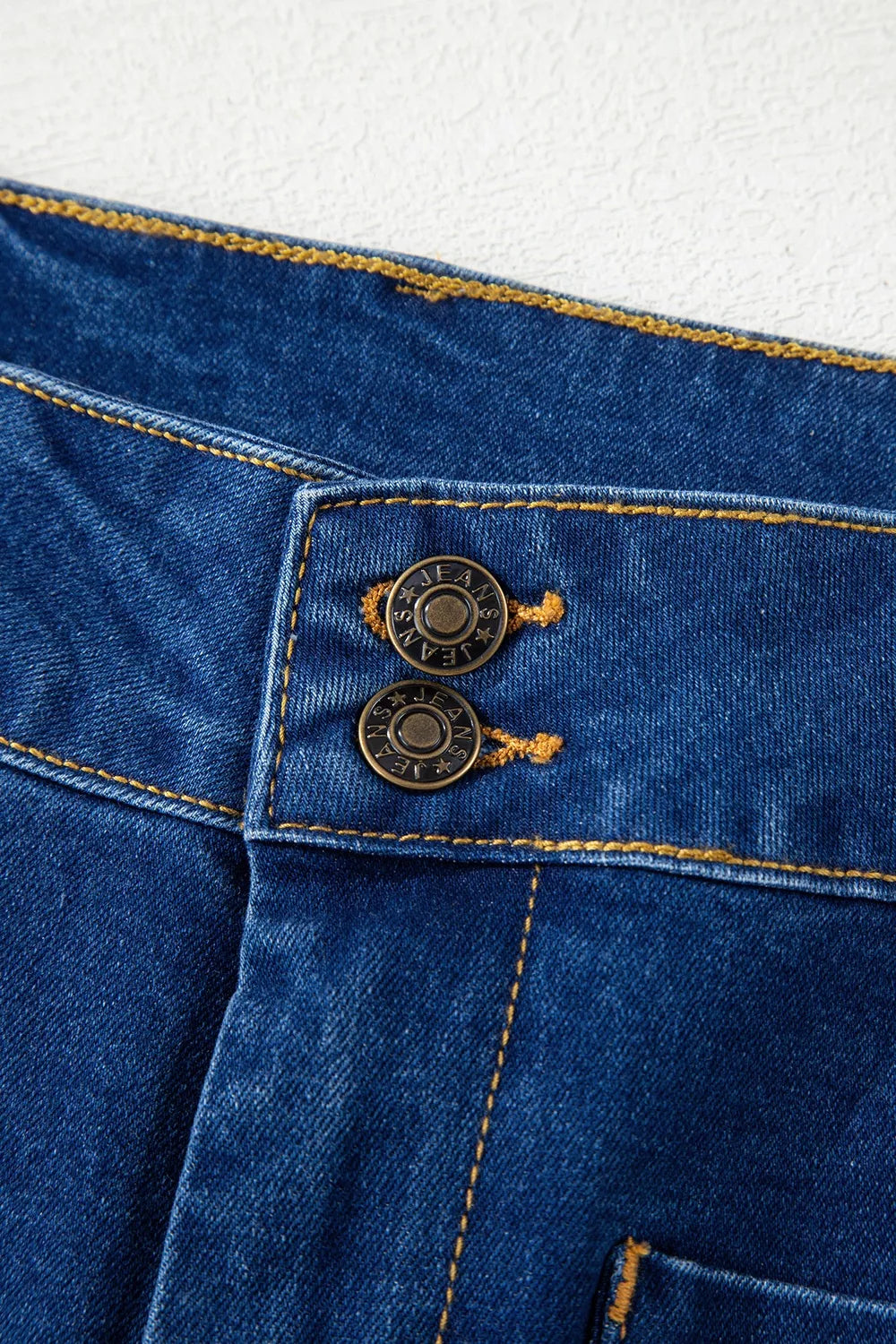 Wide leg jeans with gold bit hardware patch pockets