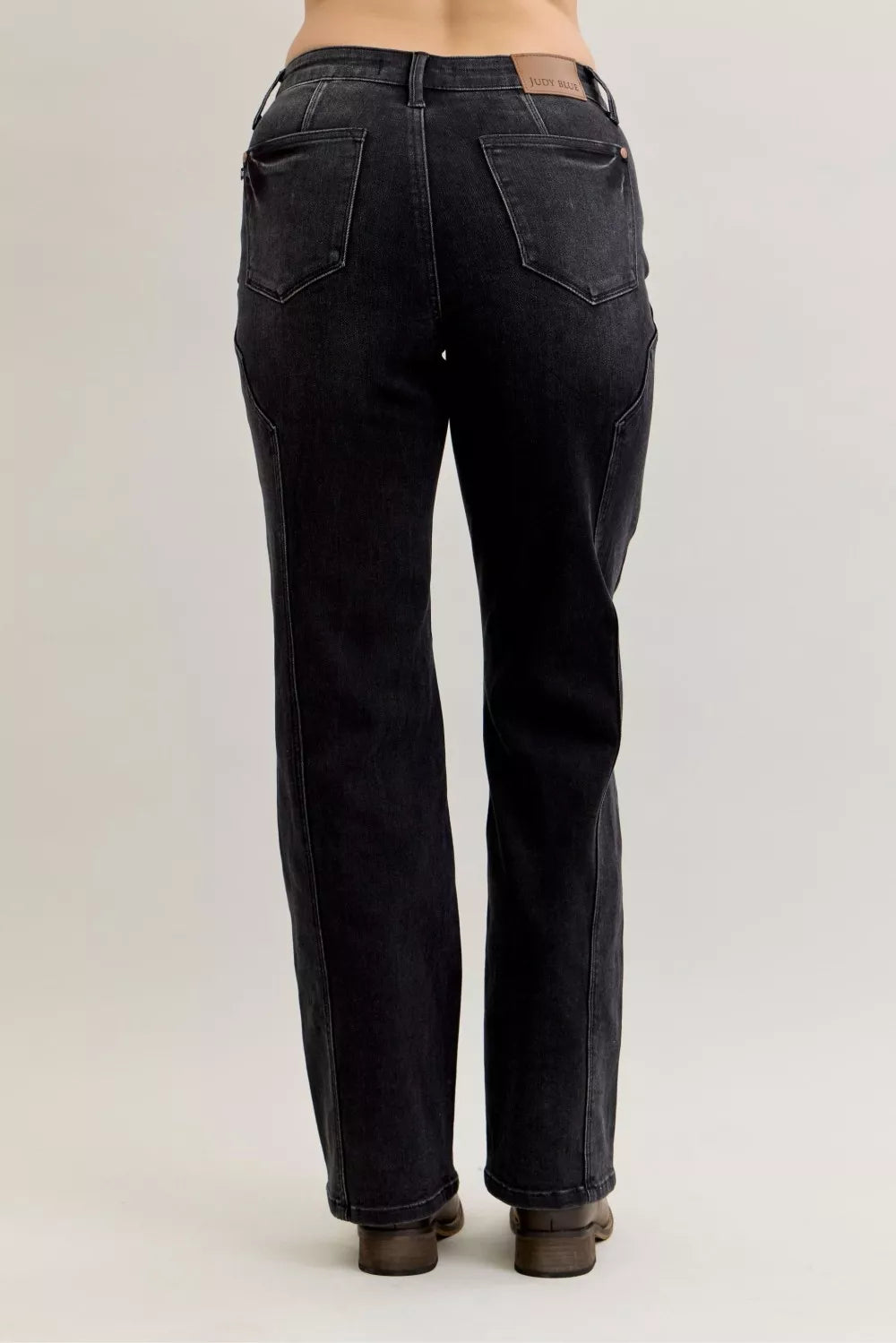 Mid-rise straight leg jeans with western seam detail