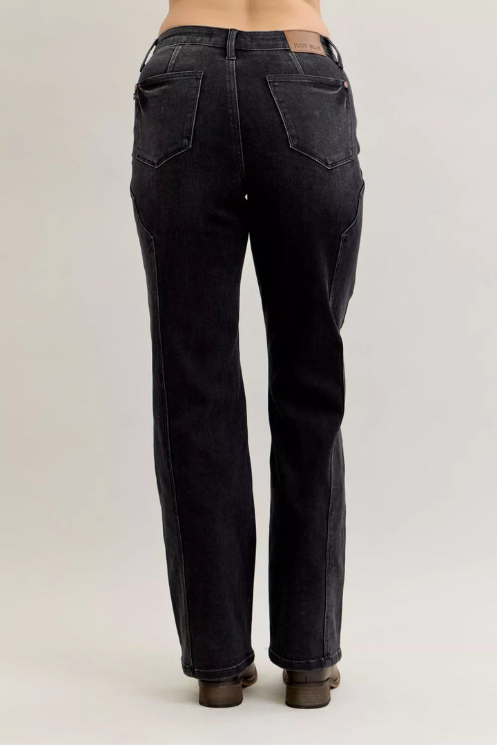 Mid-rise straight leg jeans with western seam detail