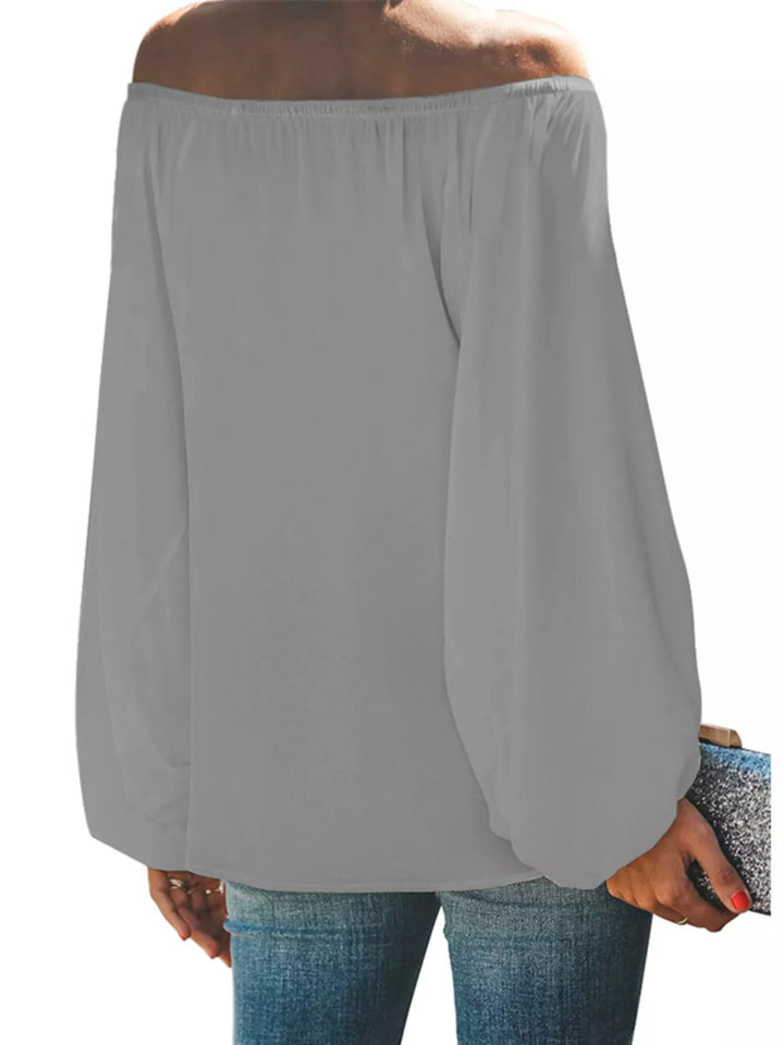 Off-shoulder balloon sleeve blouse