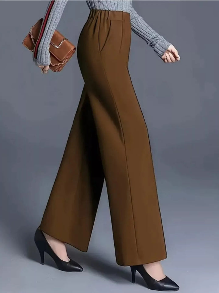 Wide leg high-rise trousers with front seam detail