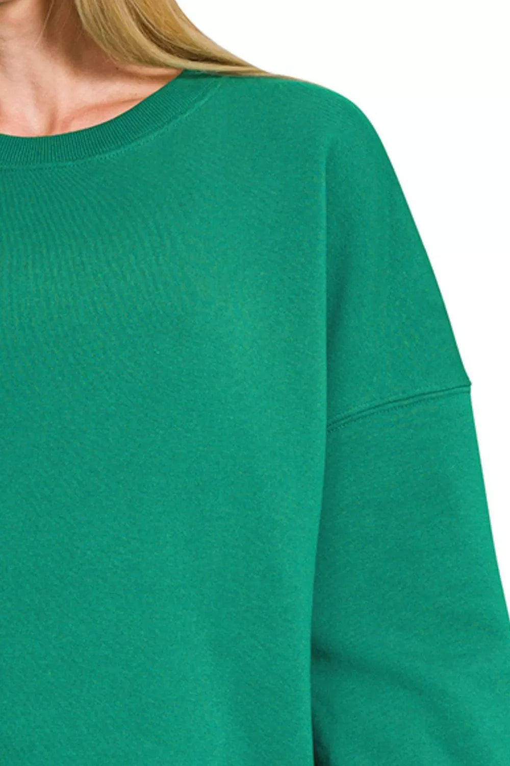 Fleece hi-low boyfriend sweatshirt with side pockets