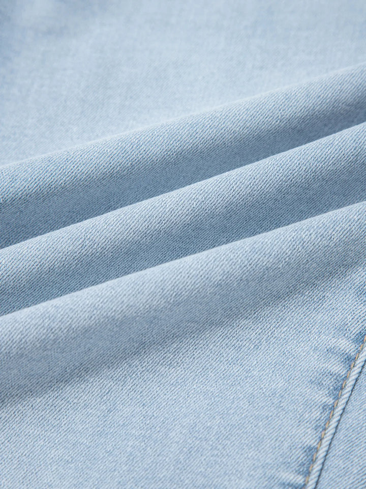 Distressed mid-rise ankle skinny jeans with raw hem
