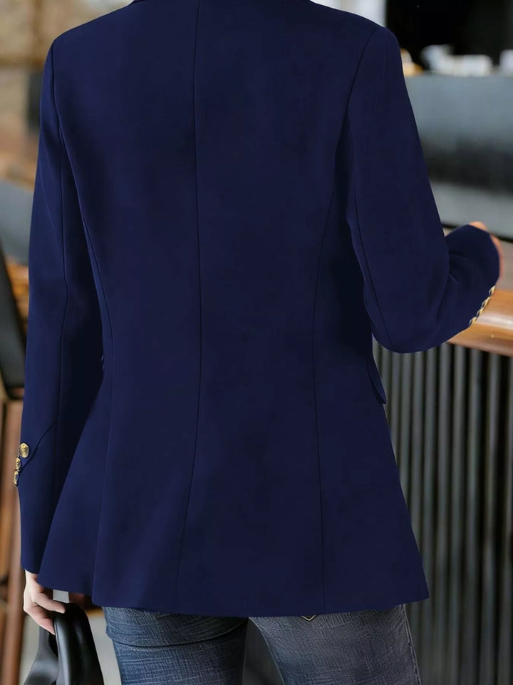 One-button notched lapel blazer with gold buttons