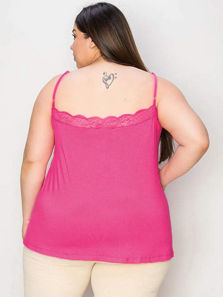 Lace trim V-neck cami with adjustable straps