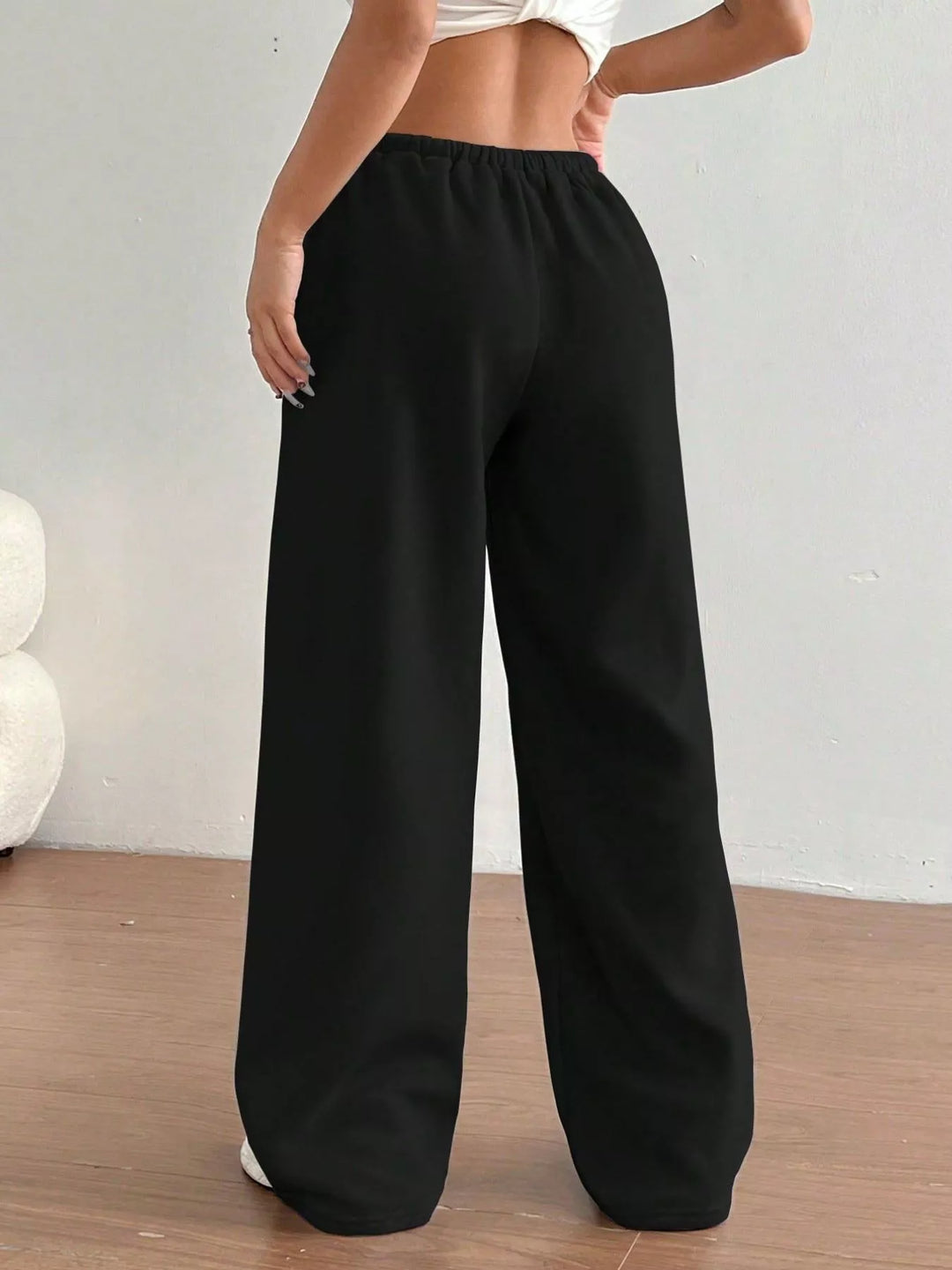 High-waist wide-leg drawstring sweatpants