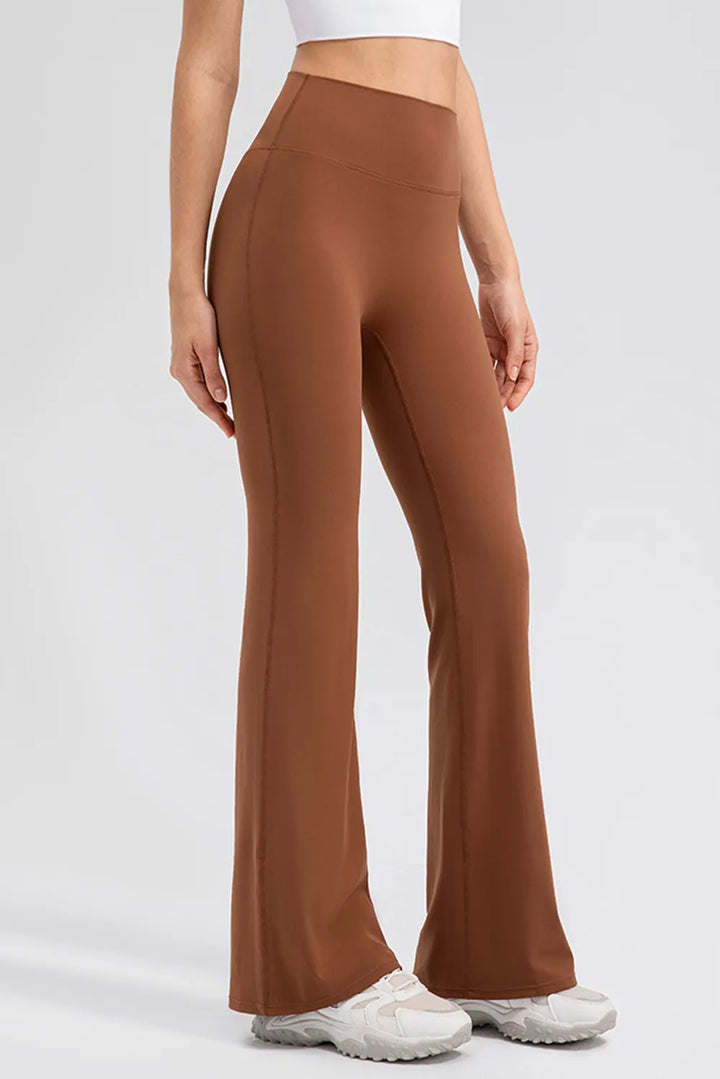 Caramel Wide waistband high-waist bootcut flare leggings