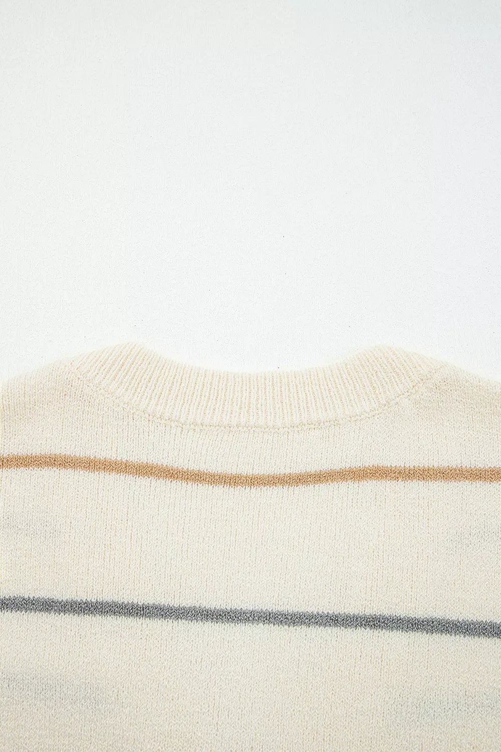 Striped knit button-front cardigan with V-neck