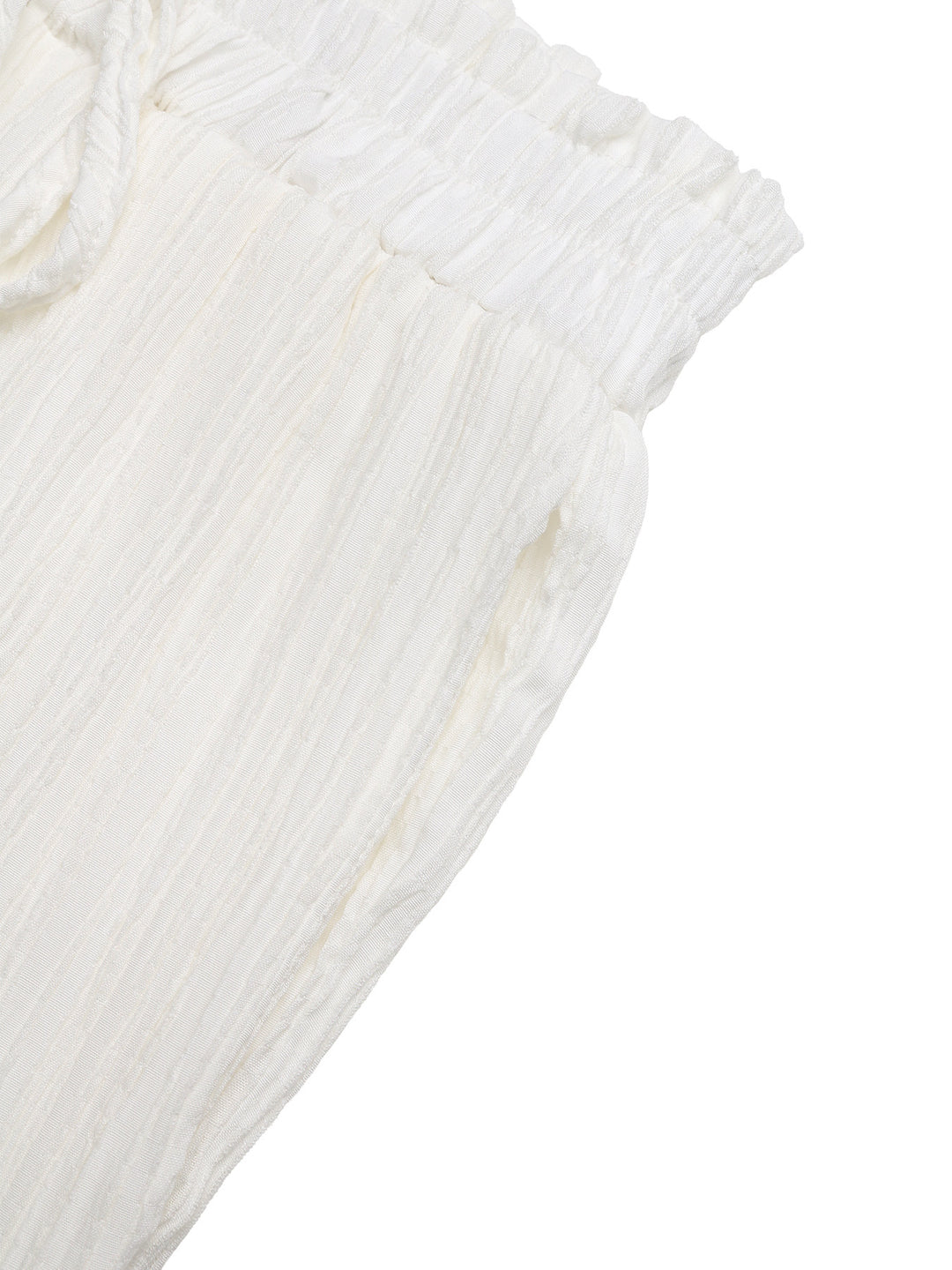 Crinkle wide-leg drawstring pants with lace trim hem