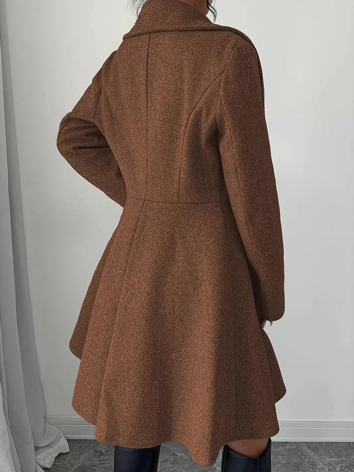 Double-breasted notch lapel fit and flare coat