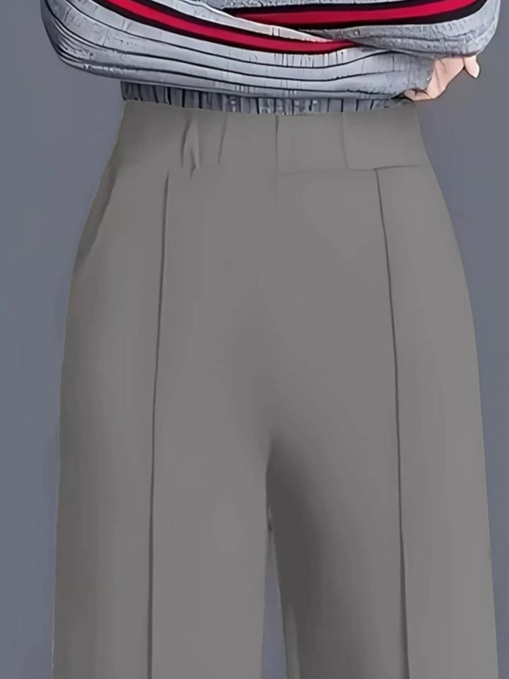 Wide leg high-rise trousers with front seam detail