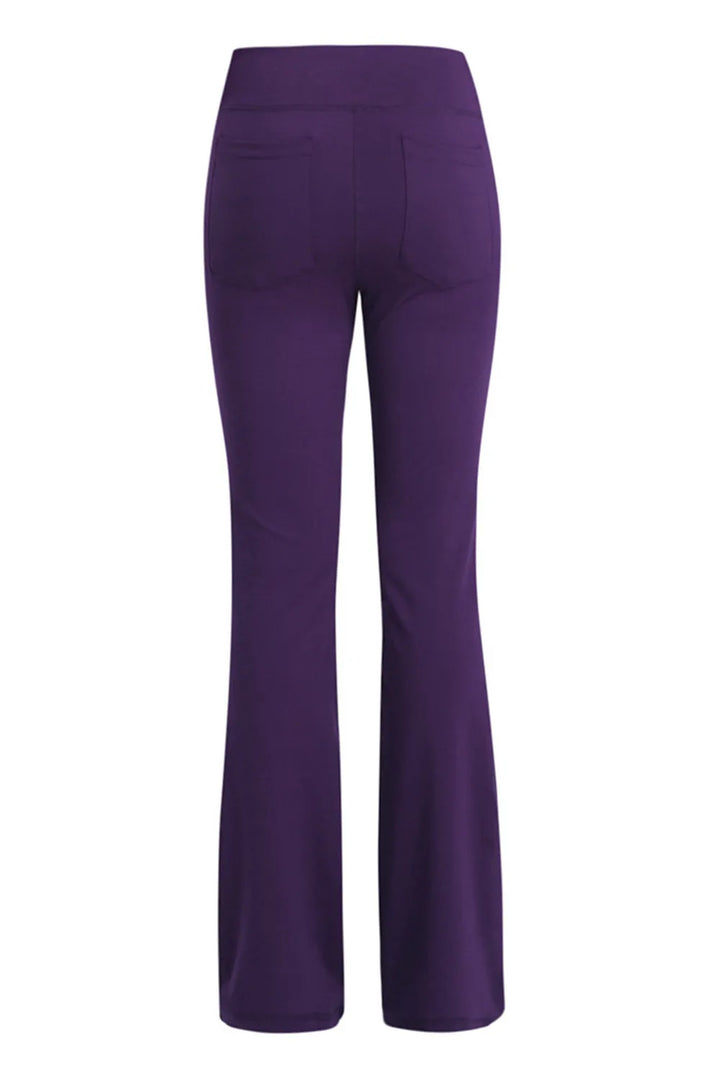 High-waisted flare yoga pants with side phone pockets