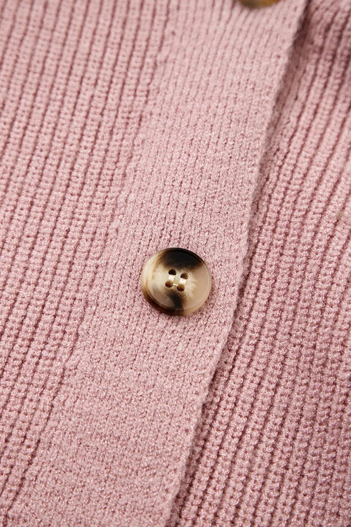Textured knit button-front cardigan with drop shoulders