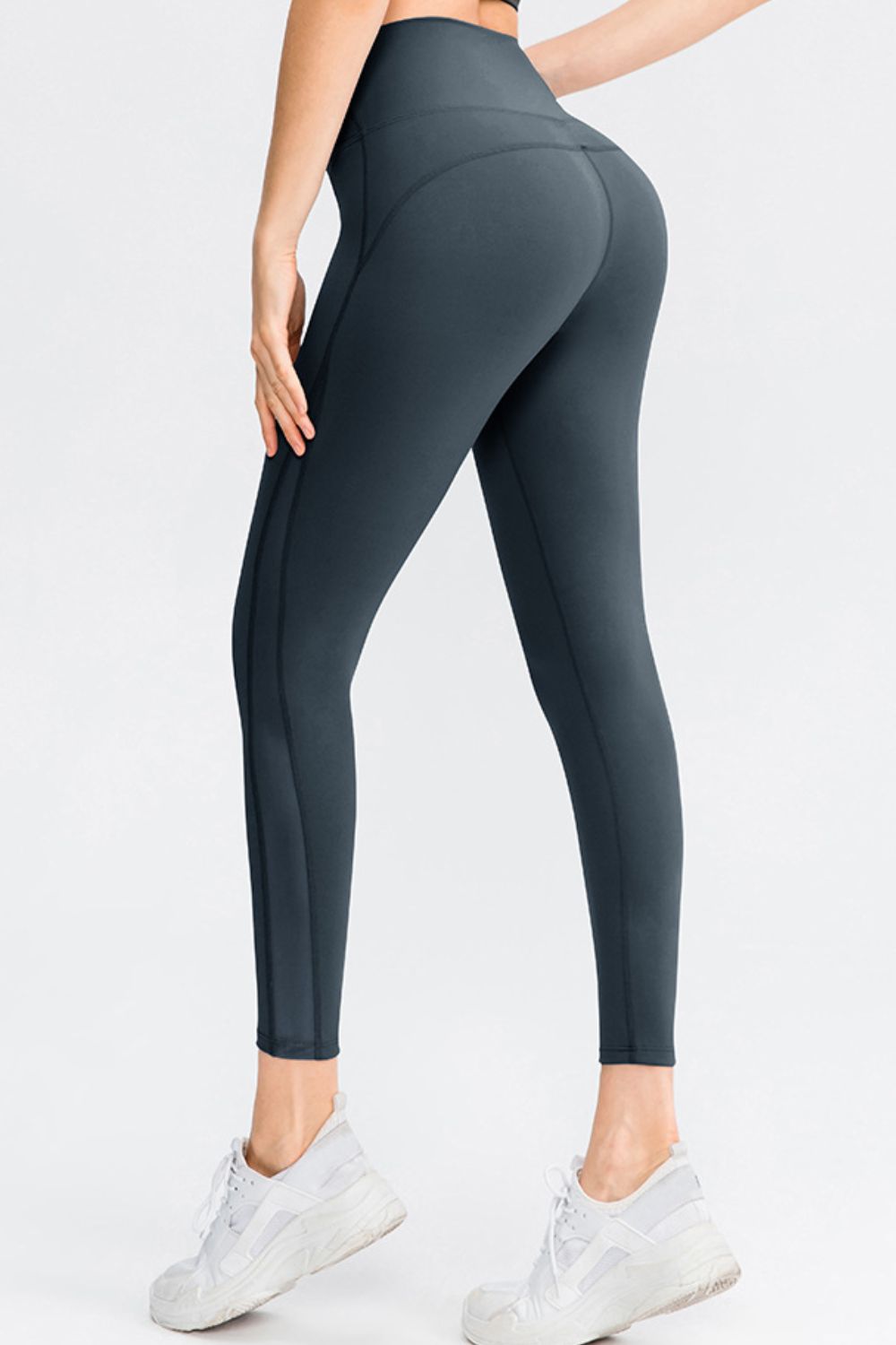 Wide waistband high-rise workout leggings with mesh panels