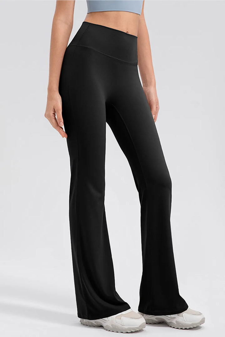 Wide waistband high-waist bootcut flare leggings
