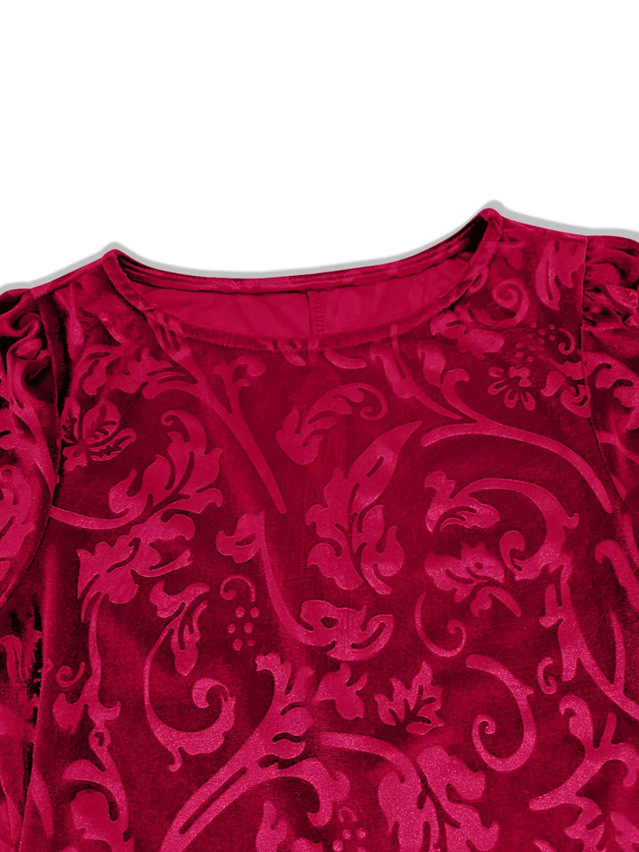 Burnout velvet floral long sleeve bodycon mini dress