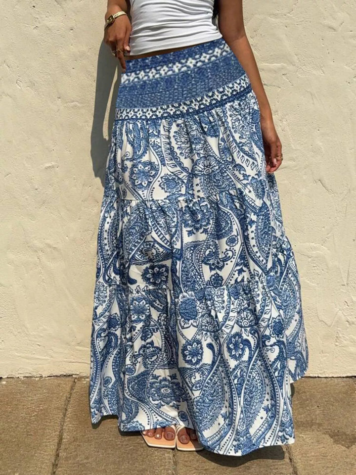 Boho paisley print high-waist maxi skirt