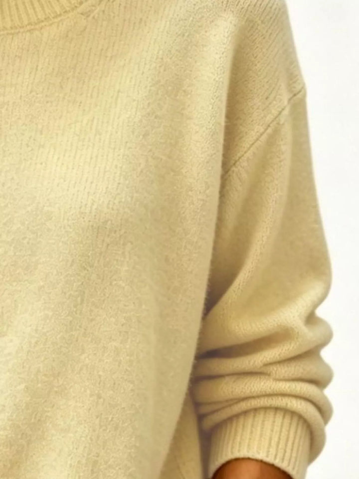 Soft brushed knit sweater with ribbed cuffs and drop shoulders