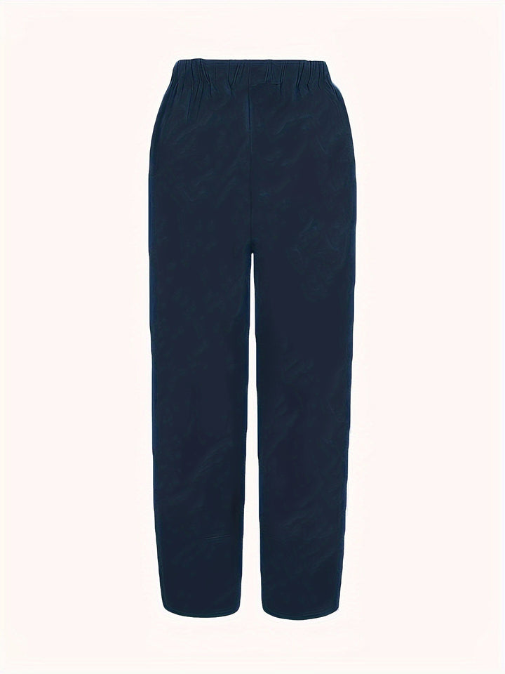 Elastic-waist wide-leg pants with tulip hem and pockets