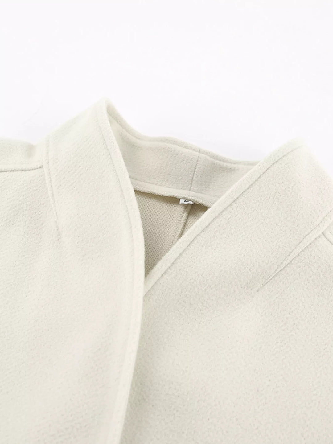 Dropped-shoulder open-front cropped jacket with shawl collar