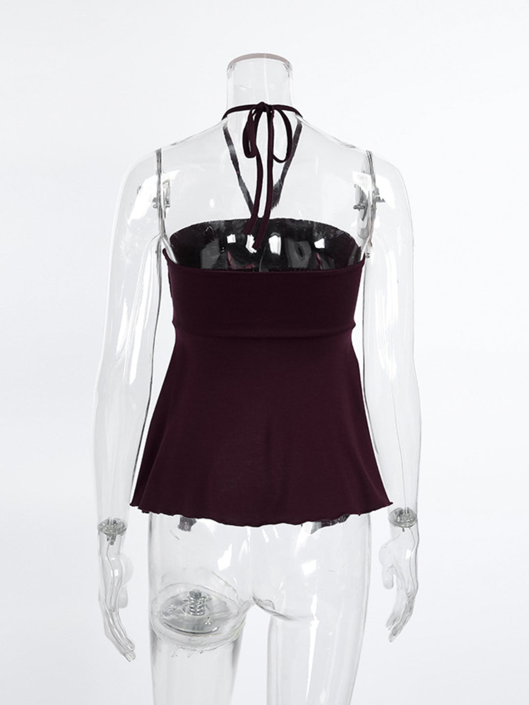 Halter neck cami with asymmetrical split hem