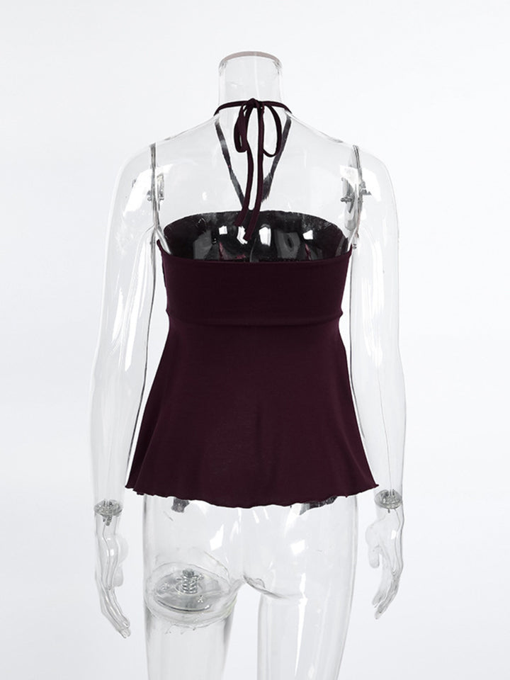 Halter neck cami with asymmetrical split hem