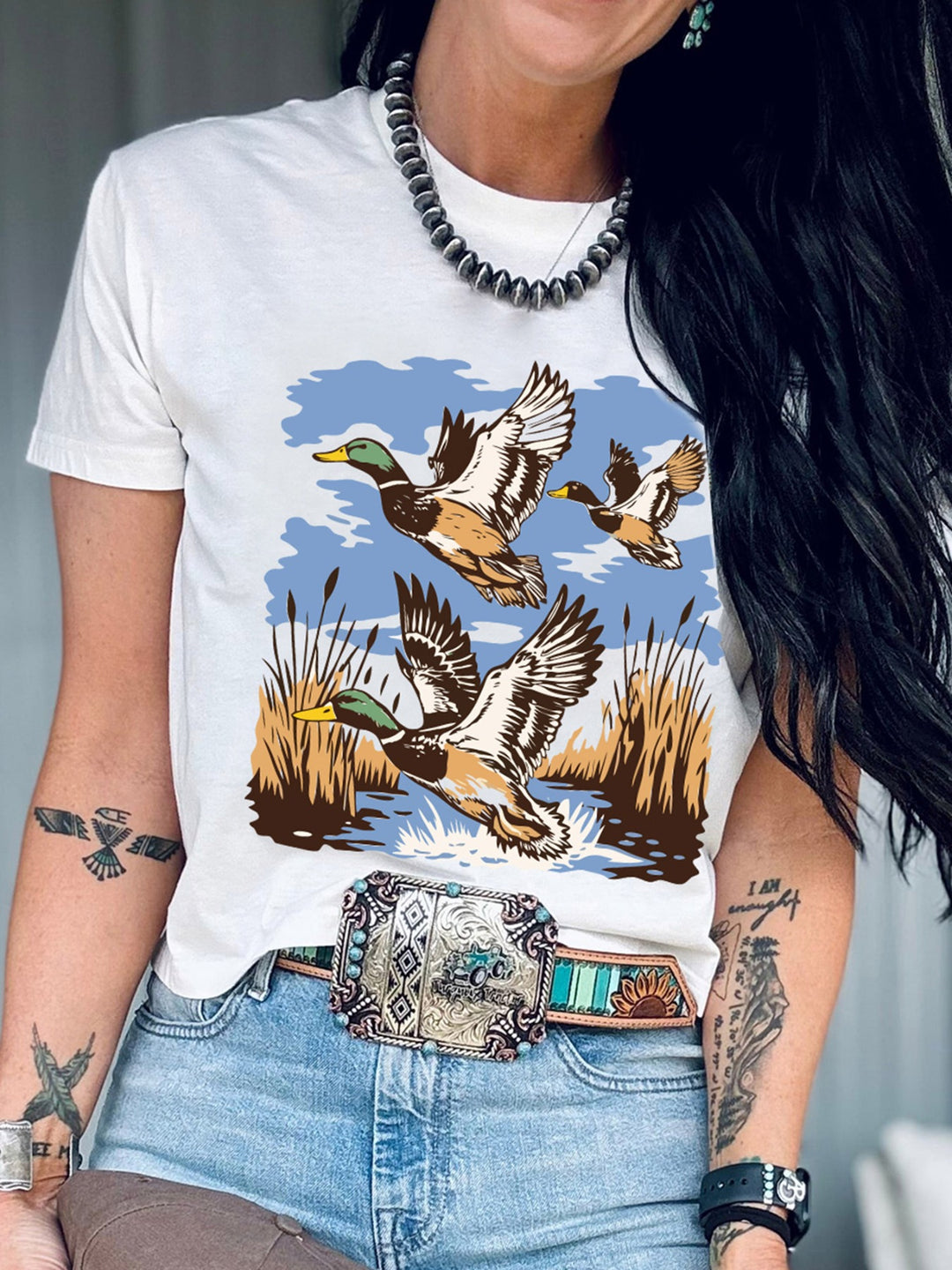 Wild duck graphic crew neck short sleeve tee