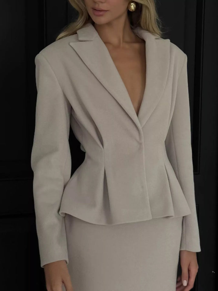 Peplum blazer and midi pencil skirt two-piece set