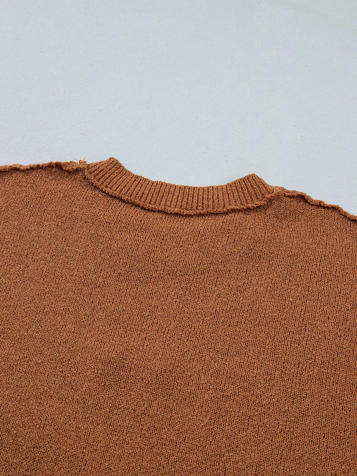 Gingerbread man embroidered drop shoulder knit sweater