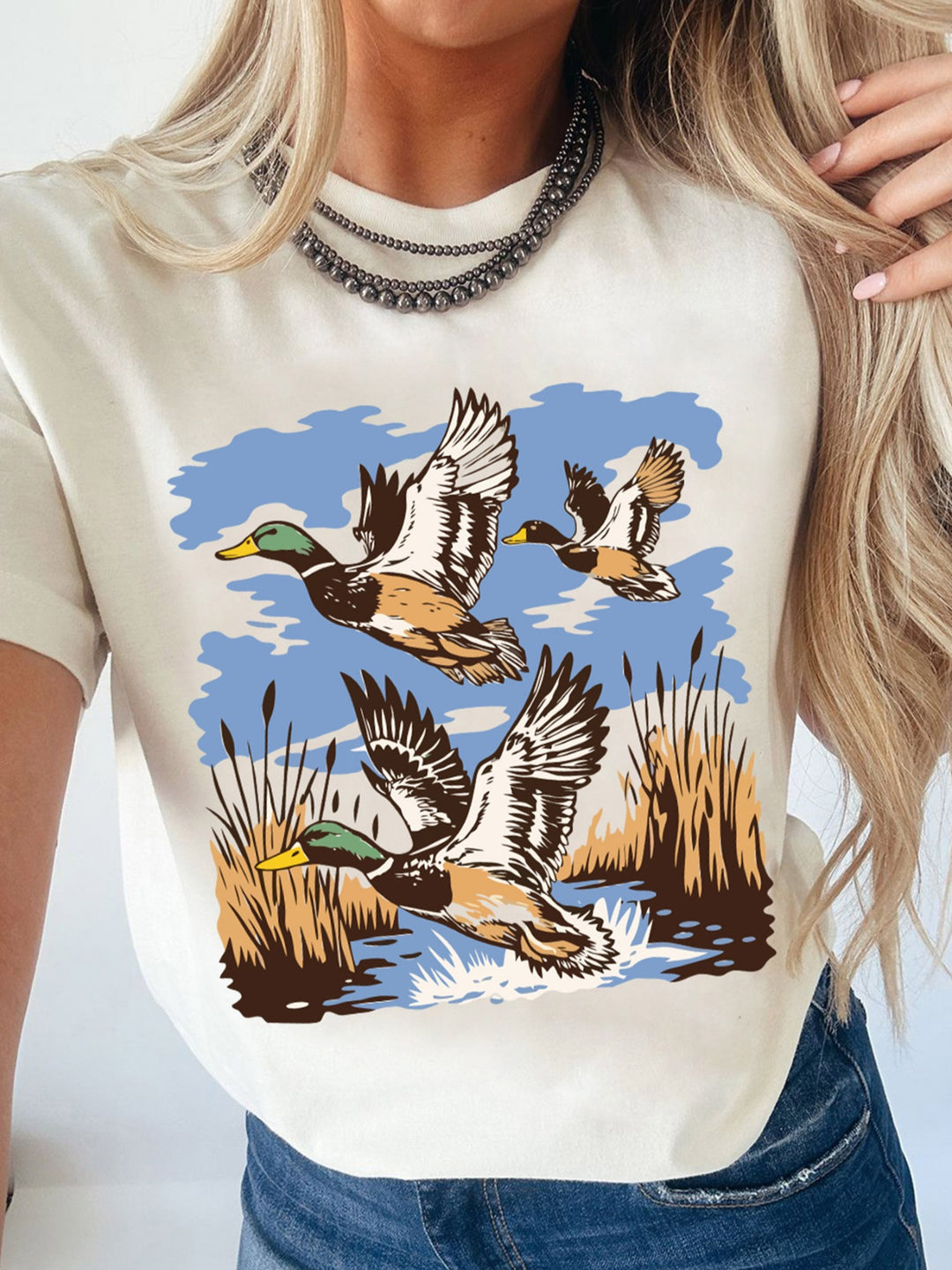 Wild duck graphic crew neck short sleeve tee