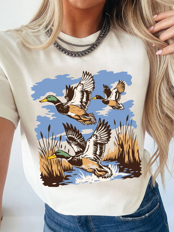 Wild duck graphic crew neck short sleeve tee