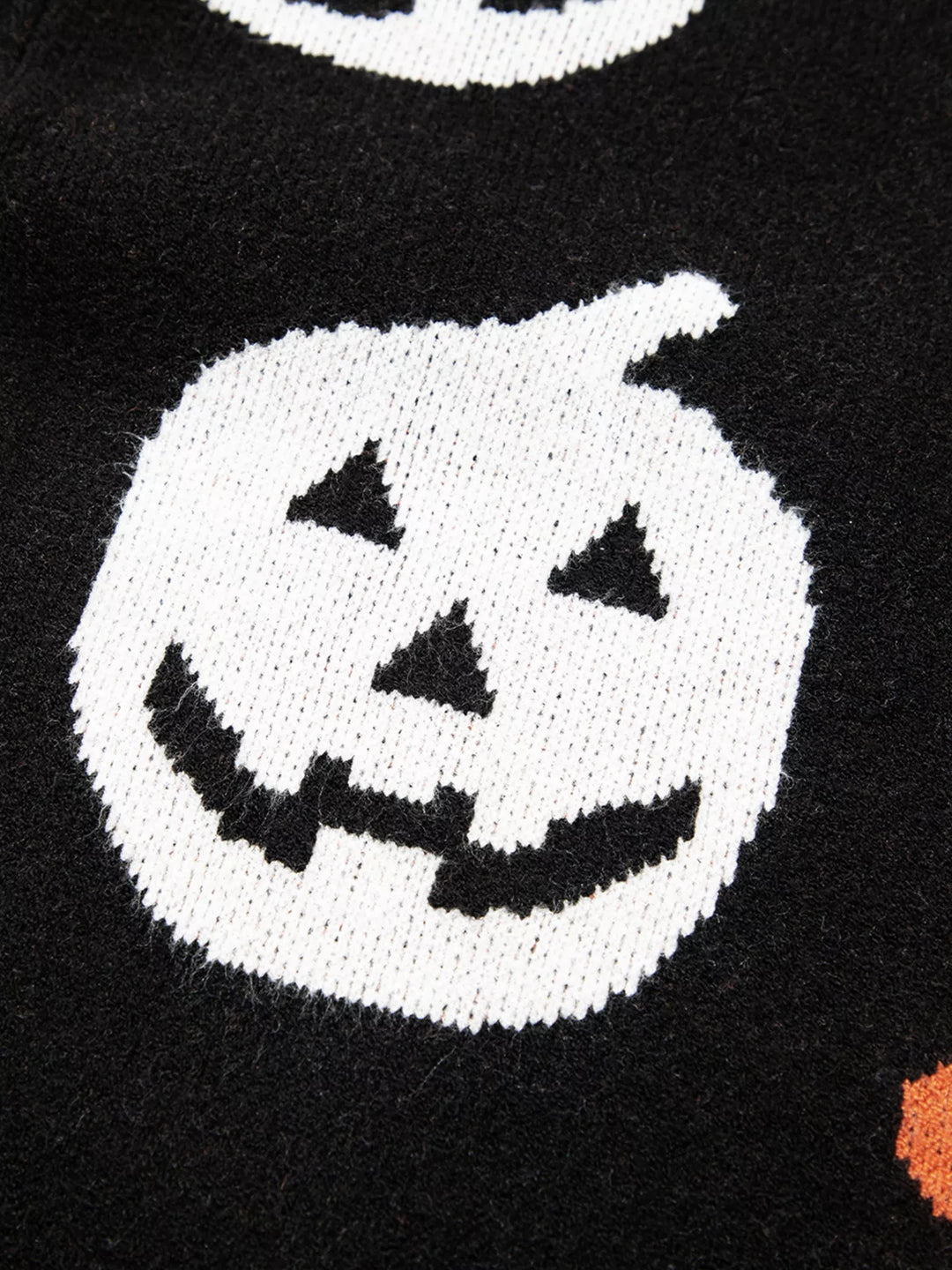 Halloween pumpkin print crew neck pullover sweater