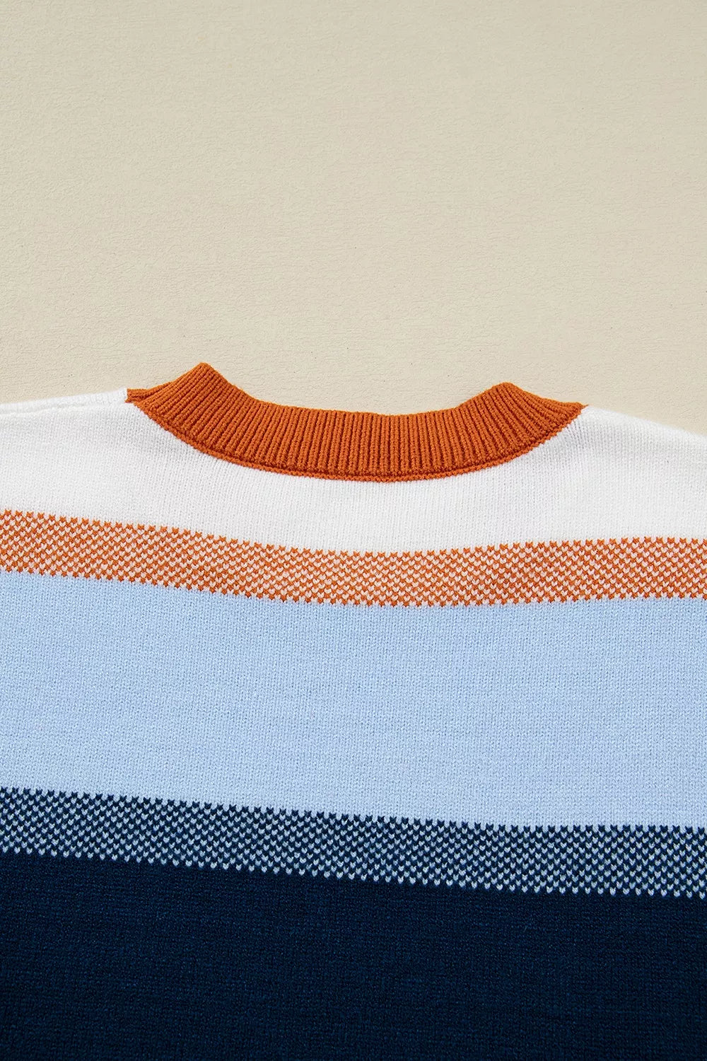 Color block stripe drop shoulder tunic sweater