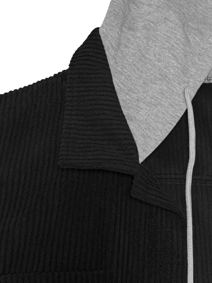 Ribbed corduroy hooded jacket with drawstring and pockets