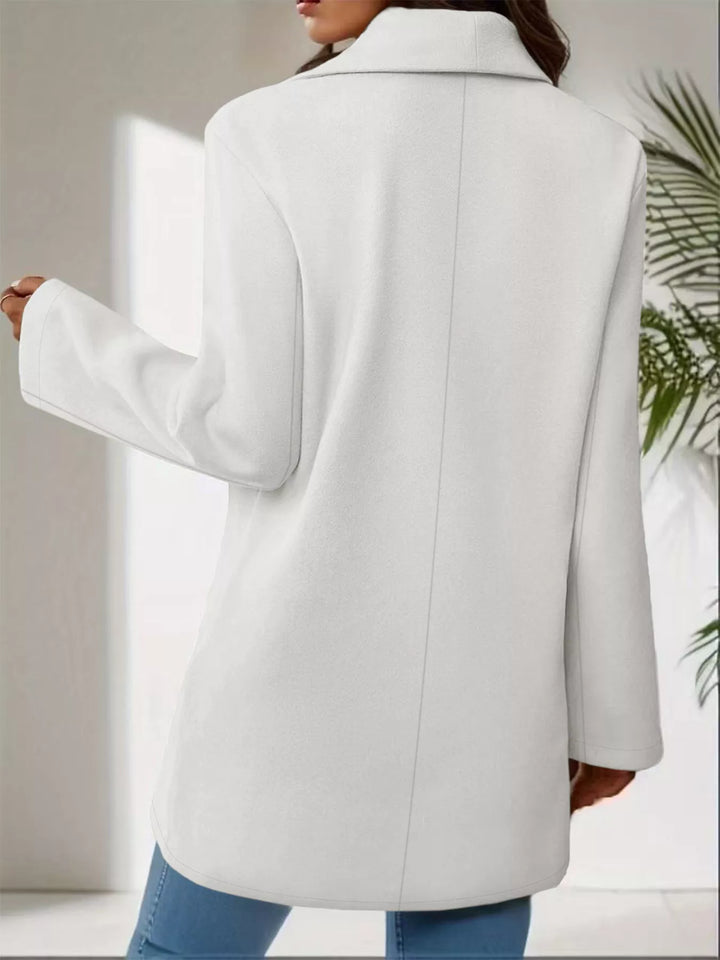 Single-button lapel collar mid-length overcoat