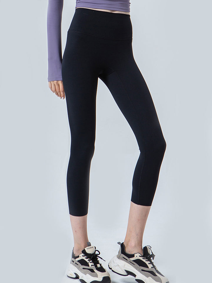 Wide waistband high-rise cropped workout leggings
