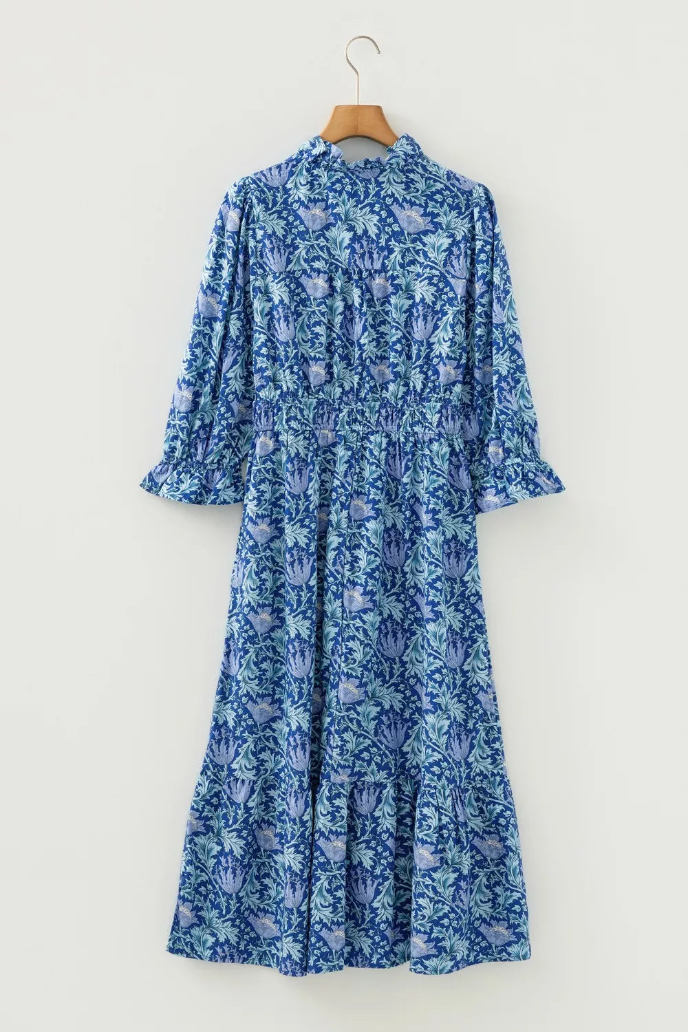 Floral tiered midi dress with frilled bracelet sleeves