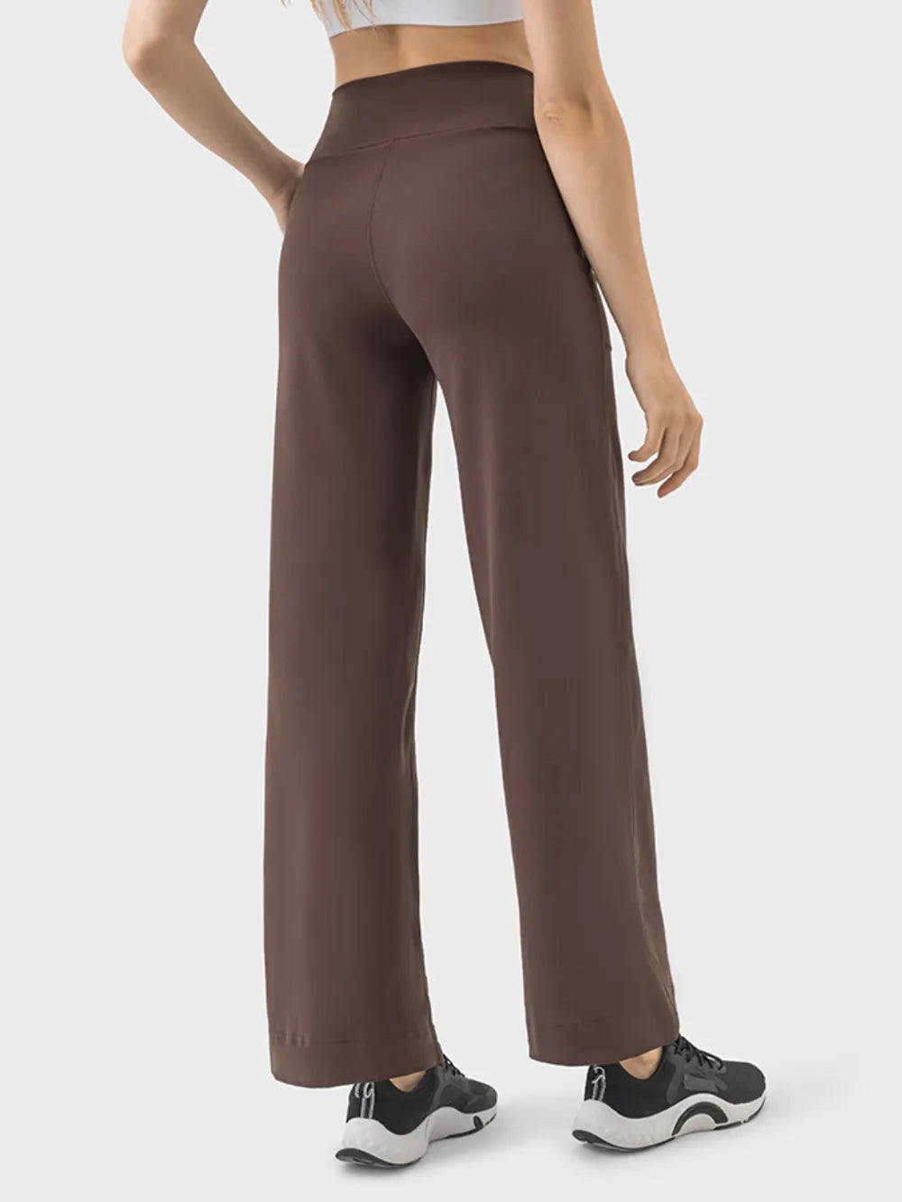 Wide-leg drawstring active pants with pockets