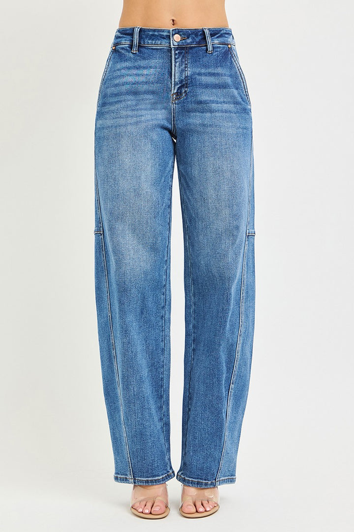 Slouchy baggy high-rise straight-leg jeans