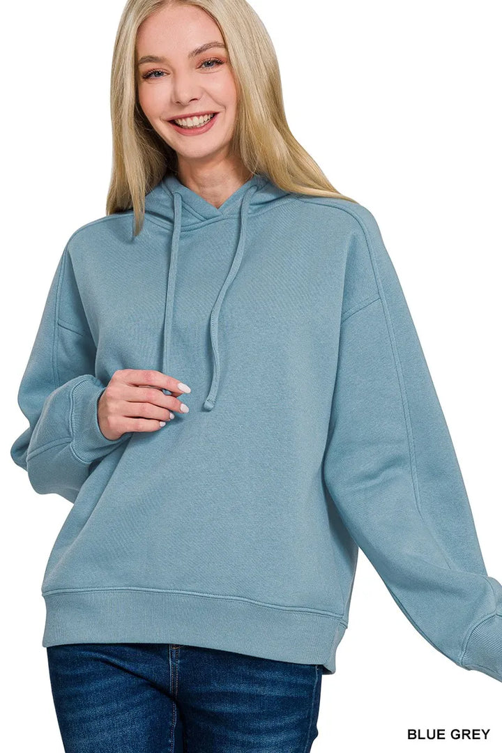 BLUE GREY Relaxed-fit fleece pullover hoodie with drawstring hood