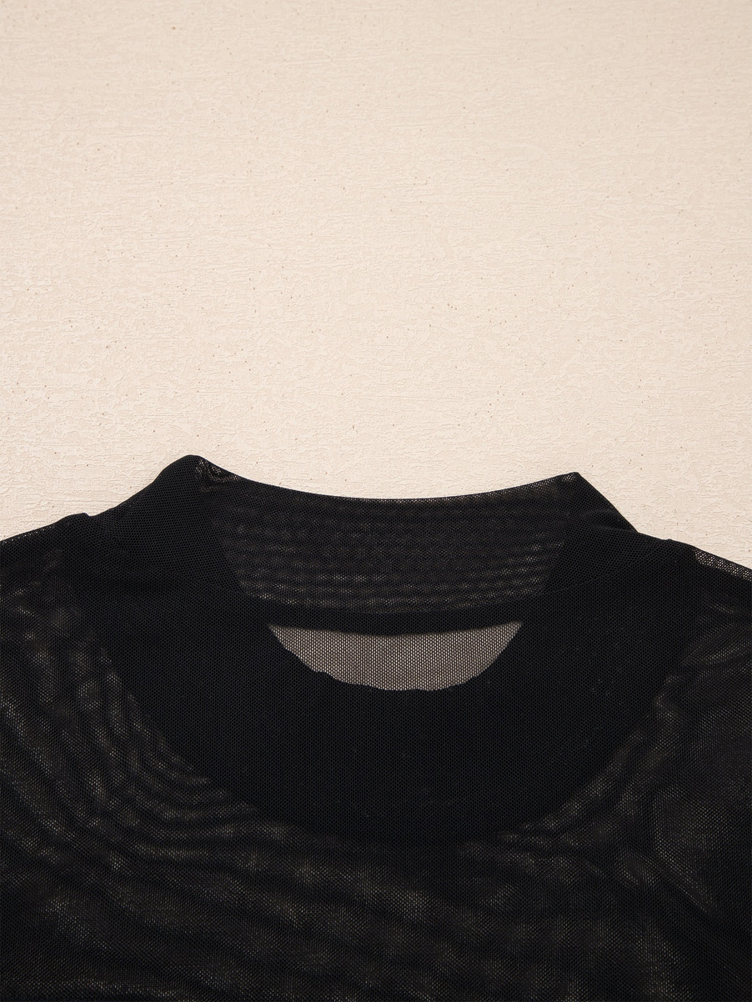 Sheer mesh yoke cap sleeve top with ruched waist