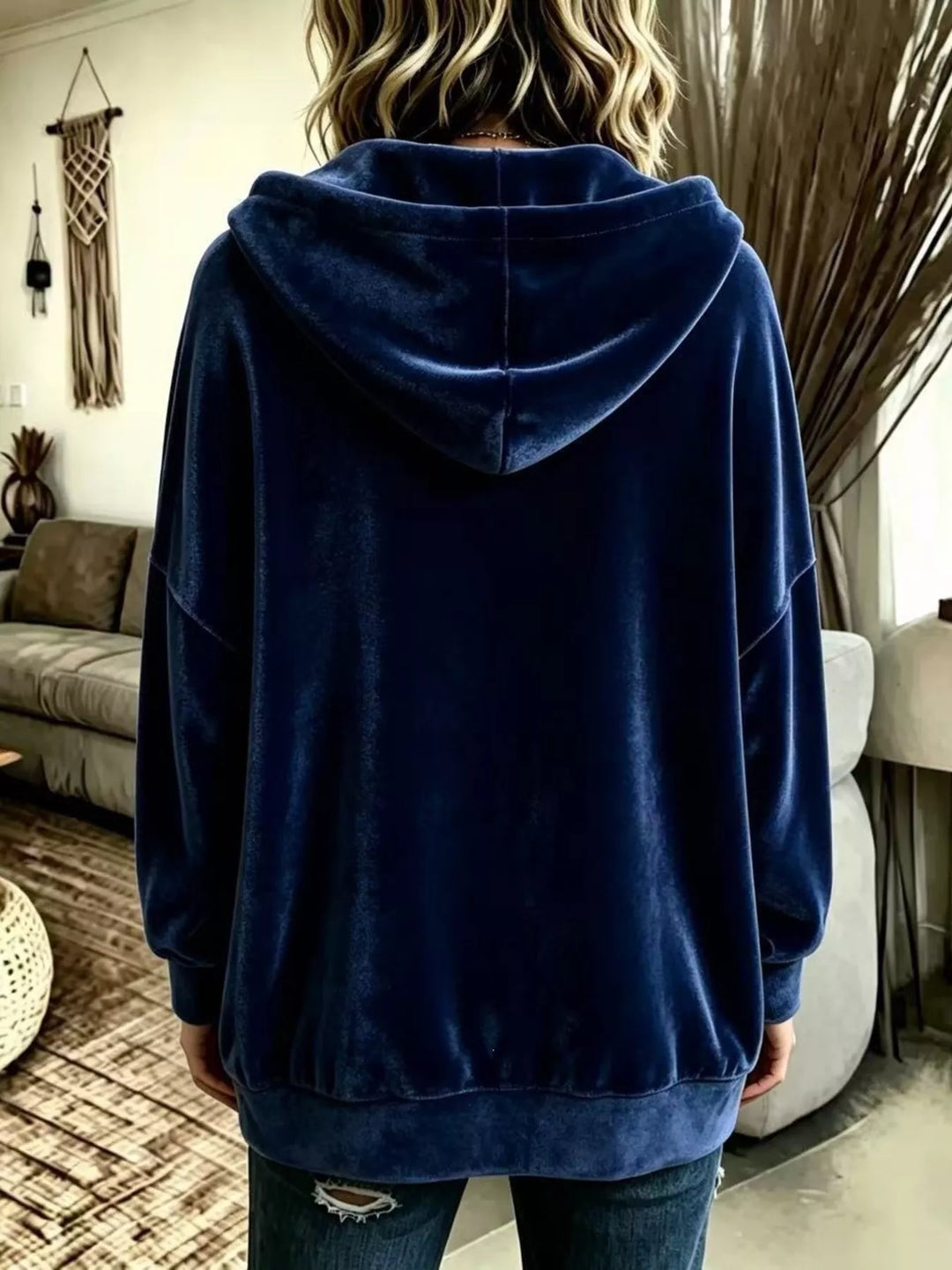 Oversized hooded button-up jacket with patch pockets