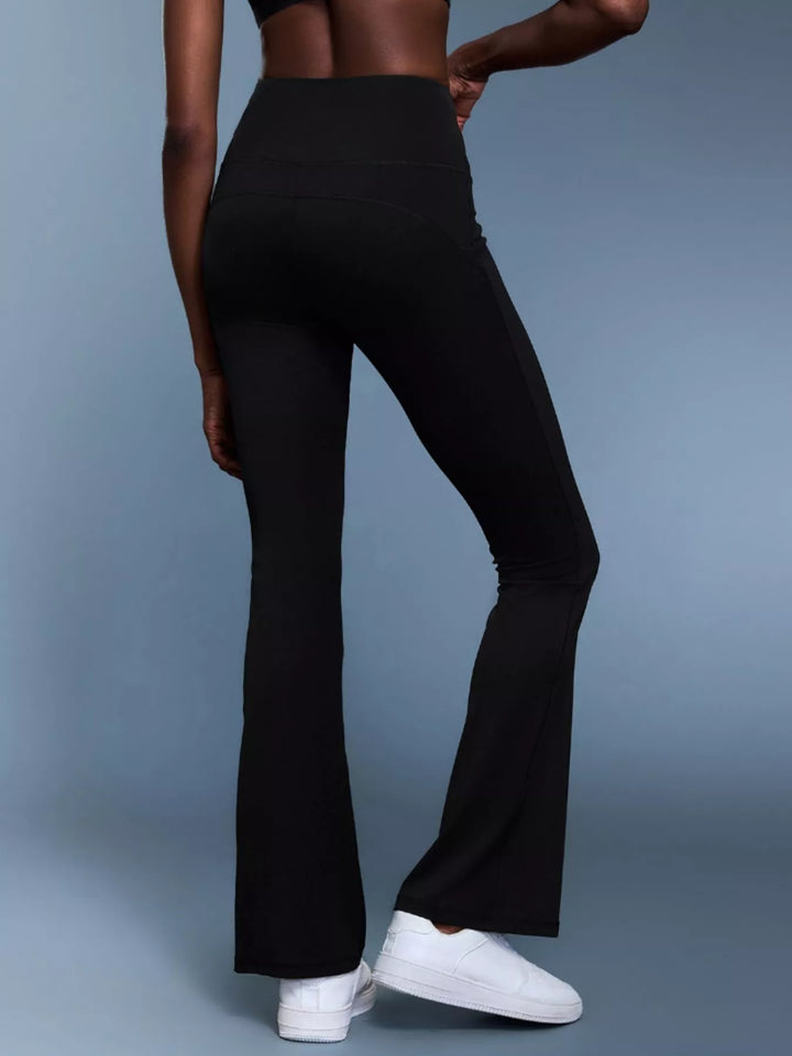 High-rise flare yoga pants with wide waistband