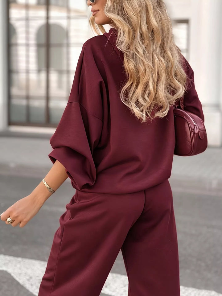 Oversized hoodie and cropped jogger two-piece set