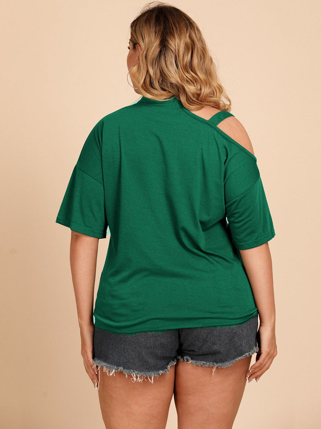 Cold-shoulder tie-front short sleeve plus size tee