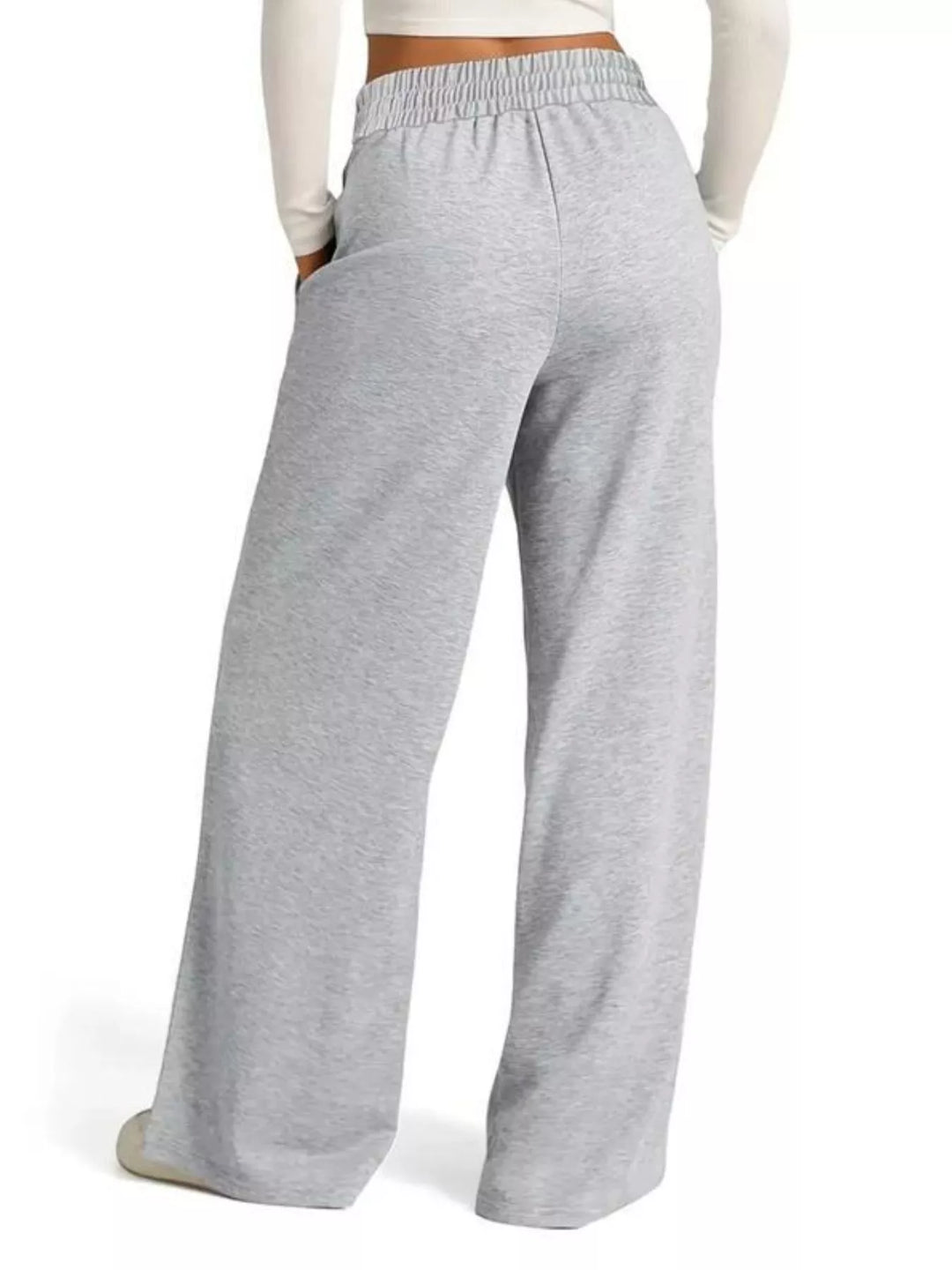 Drawstring wide-leg sweatpants with front seam detail