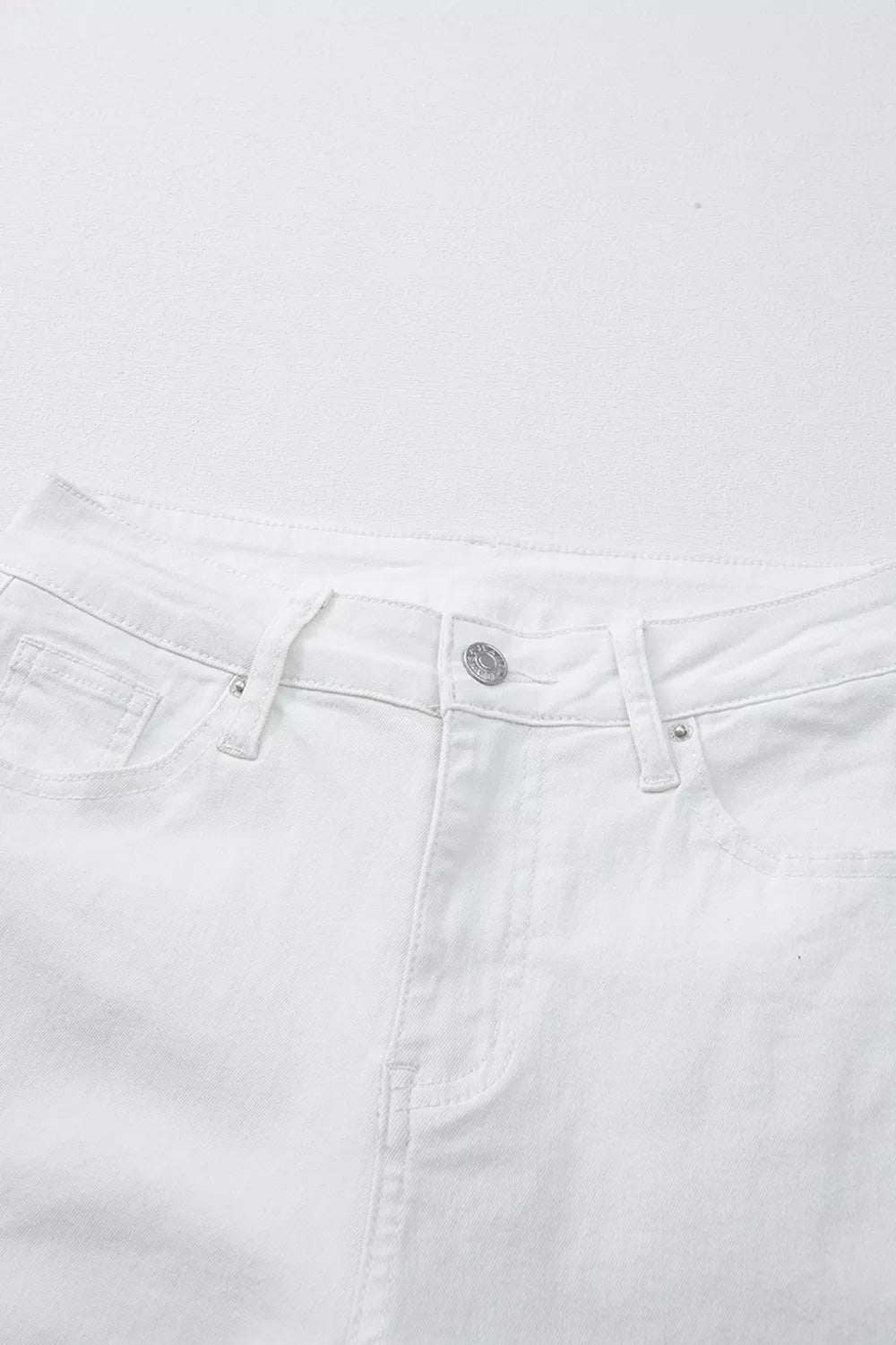 High-rise straight leg jeans with released hem