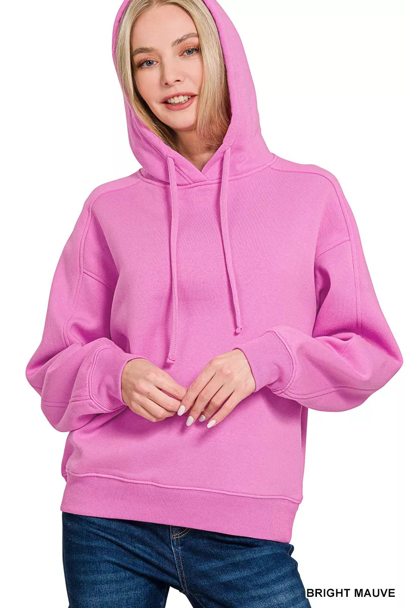Relaxed-fit fleece pullover hoodie with drawstring hood